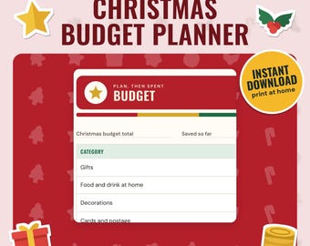 Christmas Budget Planner Printable, Gift List and Budget Tracker | Card List, Food Shop, Countdown To-Do | A4 + US Letter PDF