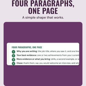A guide box on the four paragraphs, why you are writing, your best evidence, more evidence and the close, under the headline Four paragraphs, one page.
