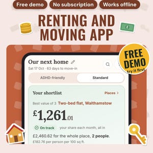 UK Moving Costs Calculator App | True Cost to Rent or Buy, Rent Affordability, Bill Split, Moving Checklist