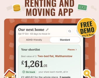UK Moving Costs Calculator App | True Cost to Rent or Buy, Rent Affordability, Bill Split, Moving Checklist