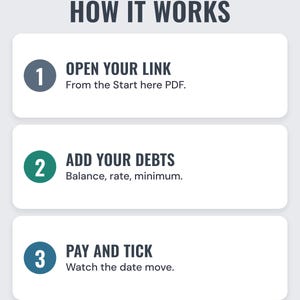 How it works: open your link, add your debts, pay and tick