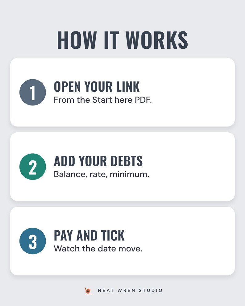 How it works: open your link, add your debts, pay and tick