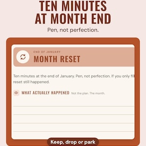 2027 planner month reset for the end of January: what actually happened, then keep, drop or park.
