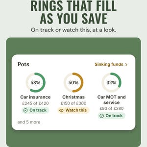 Pots tile with rings for car insurance, Christmas and the MOT, on track or watch this
