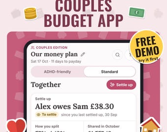 Couples Budget App | Joint Finances, Shared Bills, Fair Split by Income, Who Owes Whom, Settle Up, Works Offline, Free Demo
