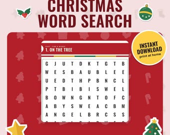 Christmas Word Search Printable, 12 Puzzles With Answers | Easy, Medium, Hard | Kids Activity Pages, Classroom or Home, A4 + US Letter