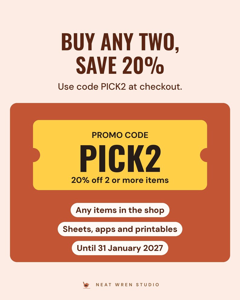Shop offer: code PICK2 for 20% off two or more items until 31 January 2027.