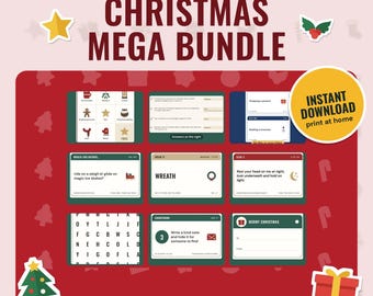 Christmas Games Mega Bundle Printable, 14 Family Games and Activities | Quiz, Bingo, Charades, Draw It Cards, Advent Countdown, Gift Tags