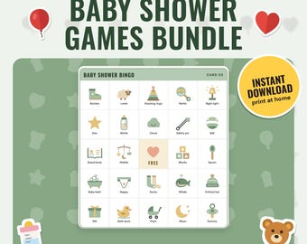 Baby Shower Games Bundle Printable, 10 Gender Neutral Games | Bingo, Who Knows the Parents Best, Guess the Price, Nappy or Diaper Raffle