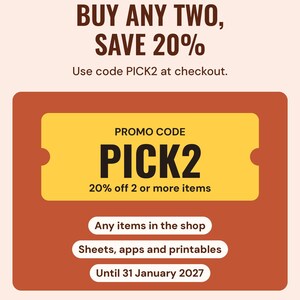 Buy two or more items and use code PICK2 for 20 percent off.