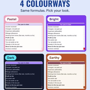 The tutor hub in four colourways: Pastel, Bright, Dark and Earthy