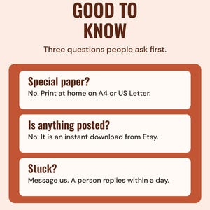 Good to know: no special paper, nothing is posted, and a person replies to messages within a day.