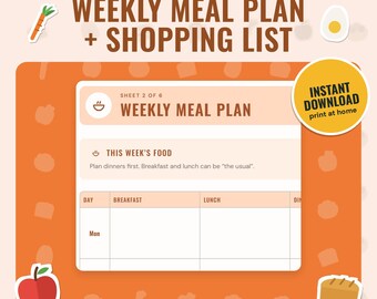Weekly Meal Planner Printable | Shopping List by Aisle, Low-Energy Meals, Fridge and Freezer Inventory, A4 & US Letter