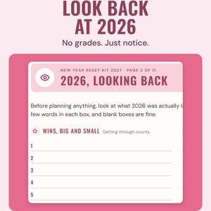 2026 looking back page with five numbered lines for wins, big and small.