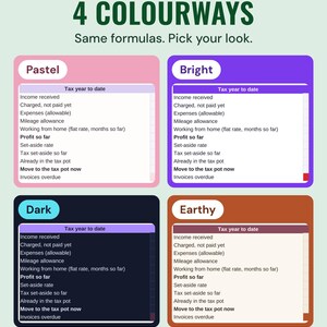 The childminder hub in four colourways: Pastel, Bright, Dark and Earthy