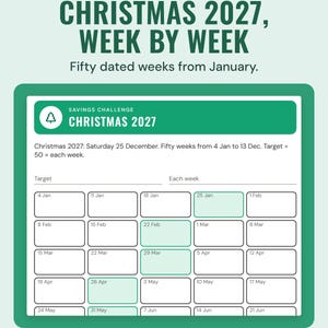 The A6 Christmas 2027 insert in the Bright colourway with weekly squares dated from 4 January.