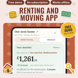 UK Moving Costs Calculator App | True Cost to Rent or Buy, Rent Affordability, Bill Split, Moving Checklist