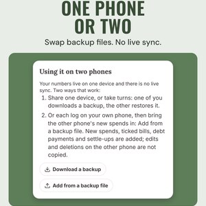 Using it on two phones: share one device or swap backup files; no live sync