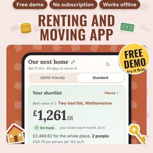 UK Moving Costs Calculator App | True Cost to Rent or Buy, Rent Affordability, Bill Split, Moving Checklist