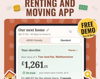 UK Moving Costs Calculator App | True Cost to Rent or Buy, Rent Affordability, Bill Split, Moving Checklist