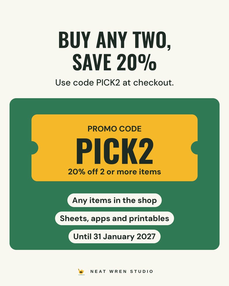 Buy two or more: code PICK2 for 20% off any two or more items until 31 January 2027