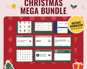 Christmas Games Mega Bundle Printable, 14 Family Games and Activities | Quiz, Bingo, Charades, Draw It Cards, Advent Countdown, Gift Tags