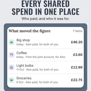 What moved the figure: shared spends with who paid and who each was for