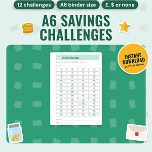A6 Savings Challenge Inserts for Budget Binder | 52 Week, 100 Envelope, Penny a Day, Christmas 2027 | Cash Stuffing Printable, Any Currency