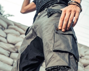 Festival Pants, Urban Clothing, Streetwear, Drop Crotch Pants, Mens Harem Pants, Secret Pocket Pants, Loose Fit Boho Pants, Cyberpunk Pants