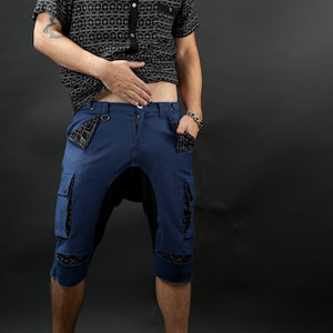 Mens Urban Streetwear, Drop Crotch Shorts, Festival Clothing, Burning Man Outfit, Mens Cotton Shorts, Mens Fashion Shorts, Mens Harem Shorts