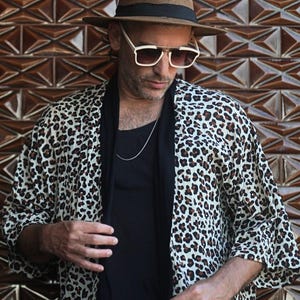 Leopard Print Men's Kimono, Festival Outfit, Rave Kimono with Short-sleeve, Mens Boho Kimono, Hipster Lightweight Jacket, Gift for Him