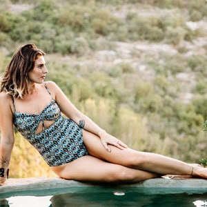 Boho One-piece Swimsuit, Sustainable Swimwear for Women, Trendy Swimsuit with UV Protection, Flattering Swimwear for Her, Festival Bodysuit