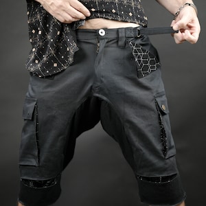 Fashionable Men's Cargo Shorts, Stylish Multi-Pockets Bottom, Psychedelic Shorts, Streetwear Outfit, Festival Outfit, Mens Harem Shorts