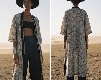 Geometric Kimono Cover-Up: Bohemian Festival Jacket