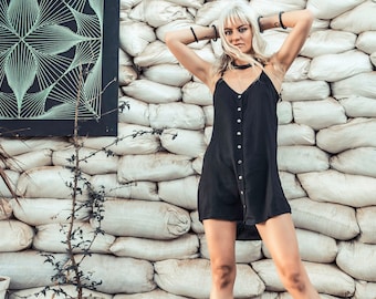 Tunic Dress With Shorts, Set of 2, Sleeveless Short Dress, Matching Shorts,  Black Midi Dress, Summer Set, Short Tunic Dress,short Sweatpants