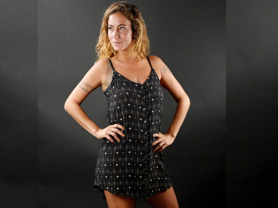 Black Printed Boho Mini Dress,Geometric Print, Casual Dress for Women, Holiday Ready Gift