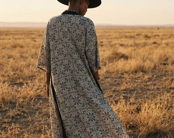 Women's Long Kimono Cardigan, Boho Festival Cover-Up, Chic Festival Kimono, Resort Outfit, Summer One Size Kimono, Retreat Kimono for Her