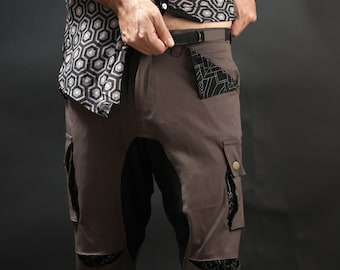 Men's Festival Short Pants, Rave Cargo Shorts, Cotton Harem Shorts, Cyberpunk Pants, Burning Man Outfit, Summer Comfy Shorts, Gift for Him