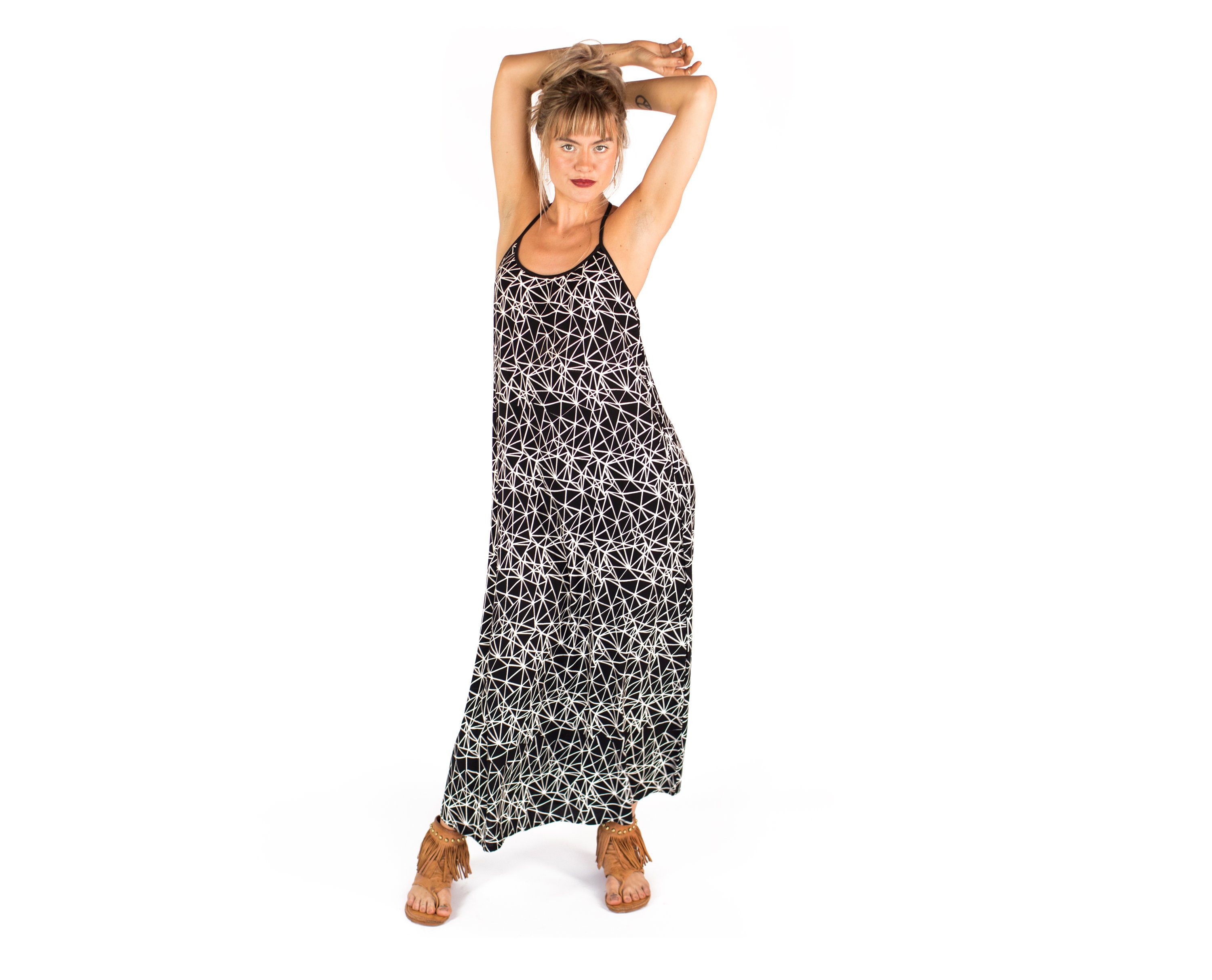 chinese dress ladies Boho Elephant Tie Back Maxi Dress in Black – Harem Pants