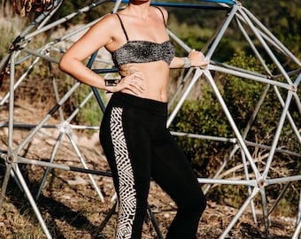 Pantalones de yoga: Leggings de algodón acampanados para mujer con estampado tribal