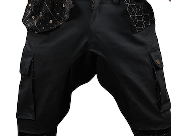 Mens Goth Shorts Drop Crotch, Steampunk Cargo Shorts with Multi-Pockets, Streetwear Outfit, Festival Outfit, Mens Harem Shorts, Gift for Him
