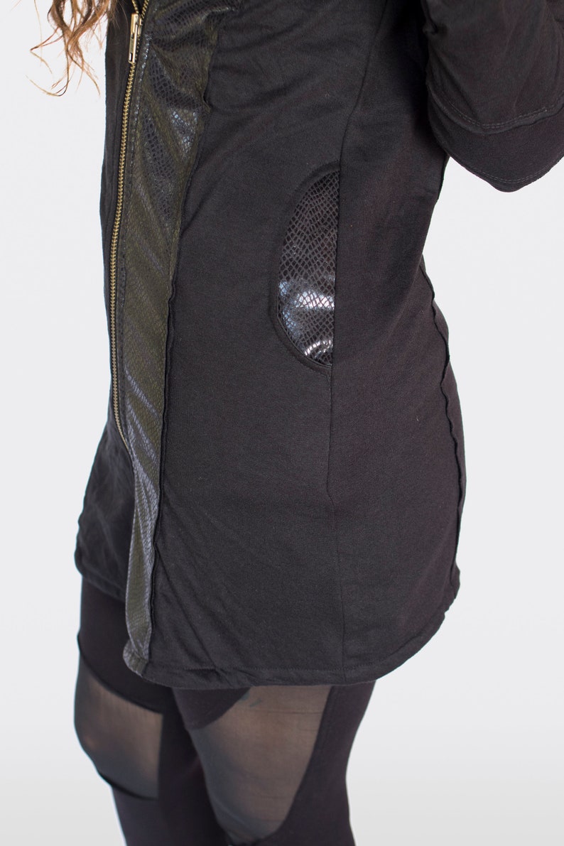 Women's Black Hoodie Jacket Cyberpunk Hoodie Zipper - Etsy
