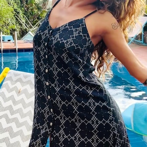 Black Boho Mini Dress, Casual Black Dress, Black Mini Summer Dress, Black Tank Dress, Boho Summer Mini Dress, Black Boho Tunic Dress
