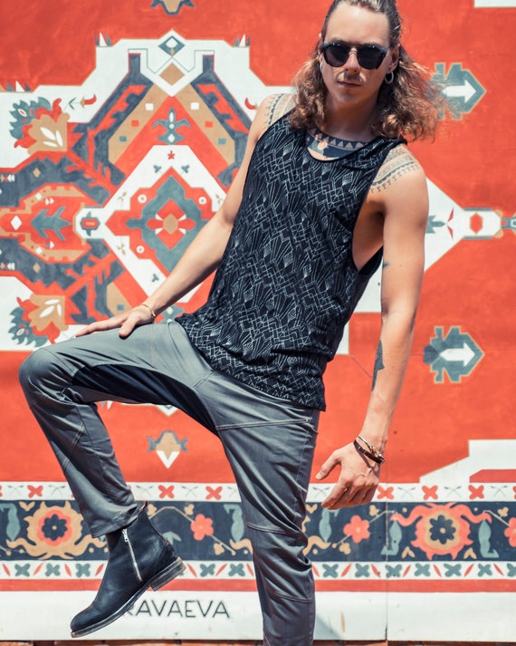 Drop Crotch Mens Pants Long Harem Pants 