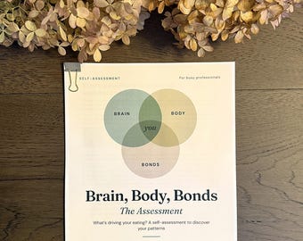 Emotional Eating Self-Assessment by a Therapist, Printable Food and Mood Workbook, Mindful Quiz, Digital Download PDF