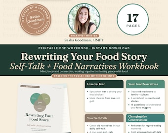 Inner Critic Workbook for Emotional Eating, Self-Talk Journal Prompts, Food Narratives Worksheets, Therapist Printable PDF