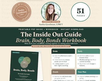 Emotional Eating Workbook by a Therapist, Mindful Food and Mood Guide for Busy Professionals, Stress Relief Printable PDF