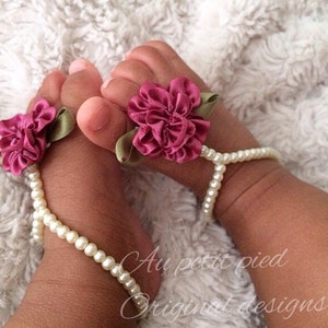 Baby Barefoot Sandals,baby Girl Gift,baby Sandals,girl Baptism Gift ...