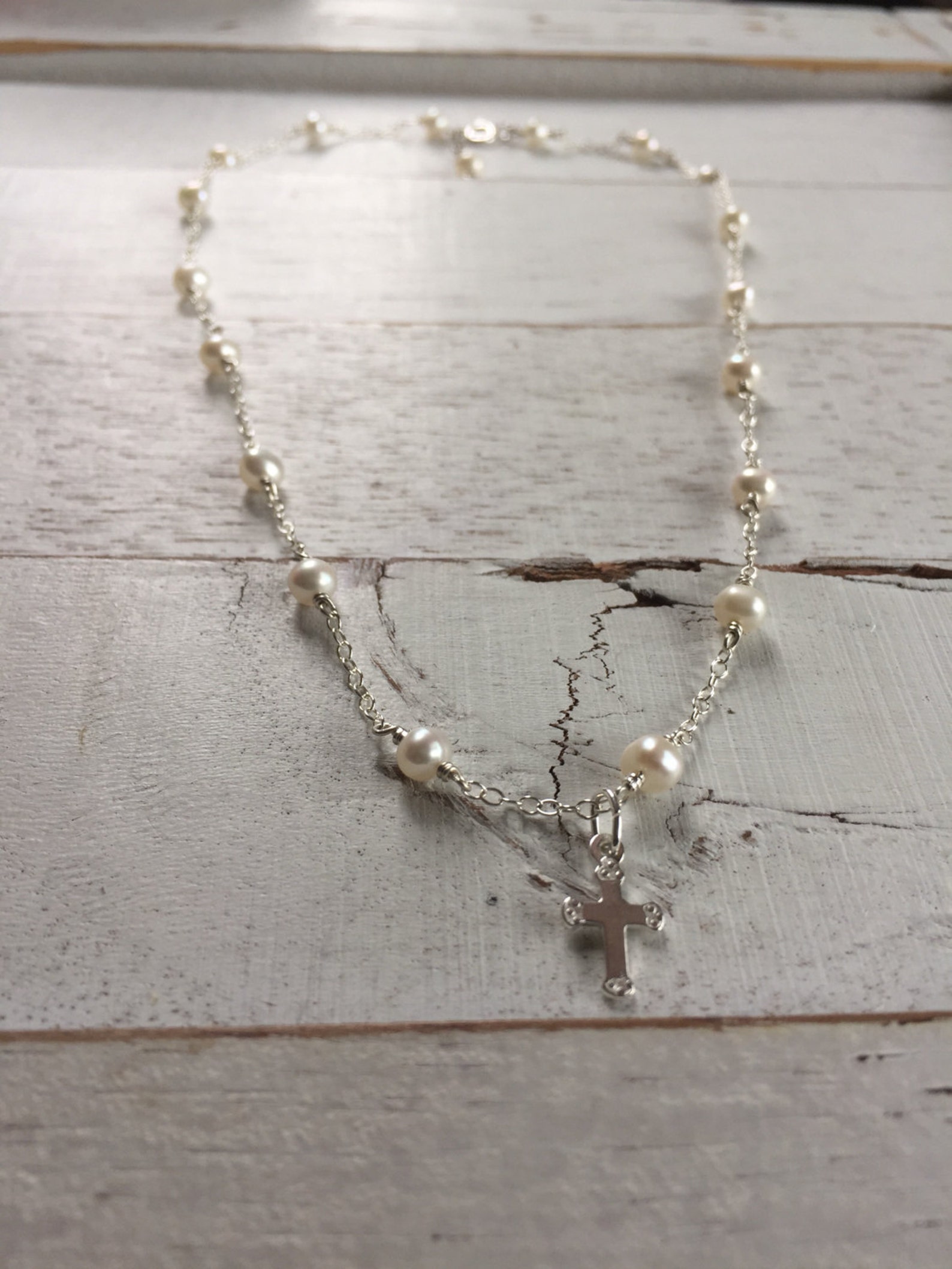 Baby Cross Necklacebaby Baptism Necklacededication Etsy