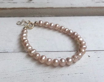 Fresh water pearl baby bracelet-baby shower gift- baby girl gift- toddler bracelet-toddler bracelet